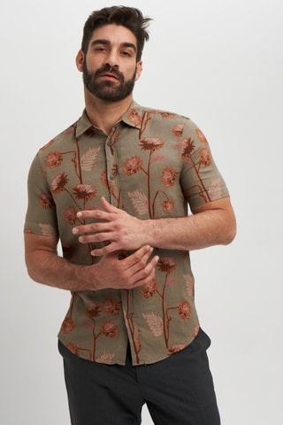 Camisa regular em linho - Verde
