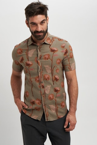 Camisa regular em linho - Verde