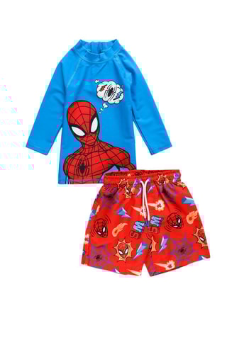 T-shirt e calções de banho Homem-Aranha Os Vingadores Marvel - Azul e vermelho