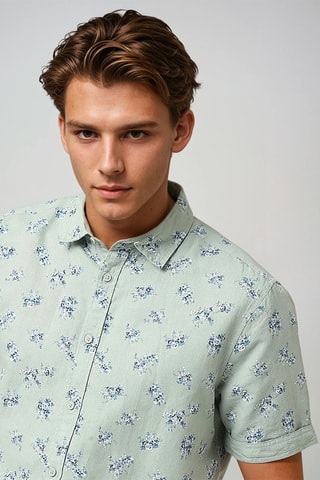 Camisa em linho - Verde-claro