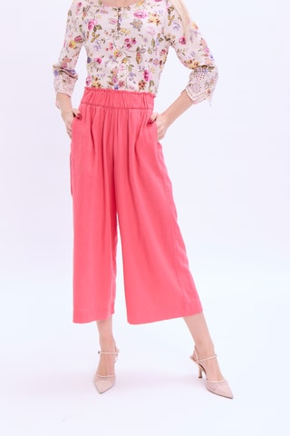 Calças wide legs 7/8 em linho - Coral
