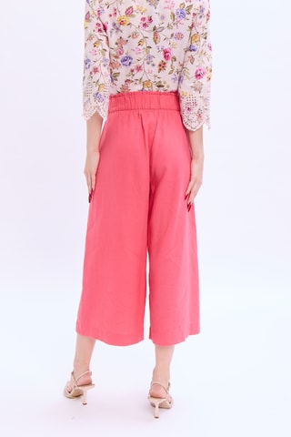 Calças wide legs 7/8 em linho - Coral