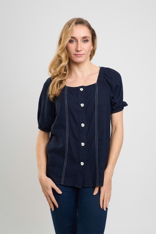 Camisa em linho - Azul-marinho