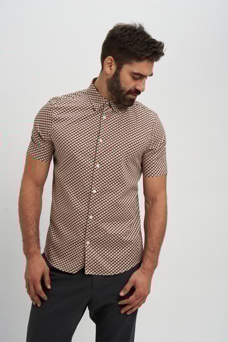 Camisa - Laranja e bege