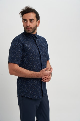 Camisa em linho - Azul-marinho