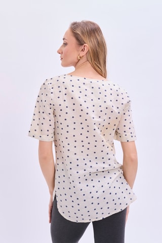 Túnica em linho - Branco e azul