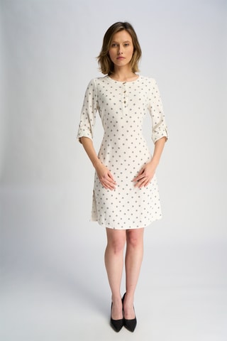 Vestido estilo patinadora em linho - Branco
