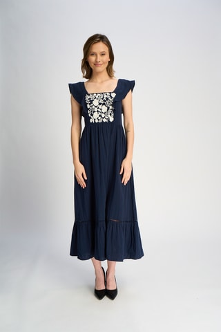 Vestido comprido - Azul-marinho