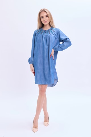 Vestido trapézio - Azul-índigo