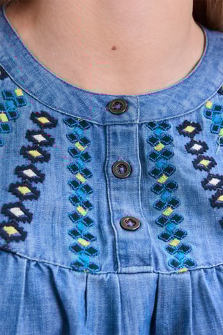 Vestido trapézio - Azul-índigo