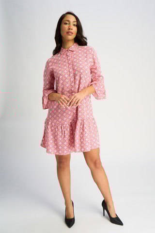 Vestido direito em linho - Rosa