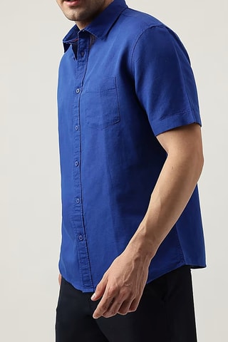 Camisa em linho - Azul-cobalto
