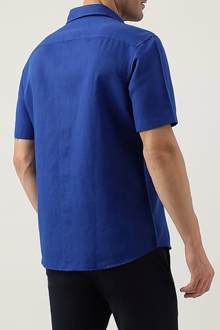 Camisa em linho - Azul-cobalto