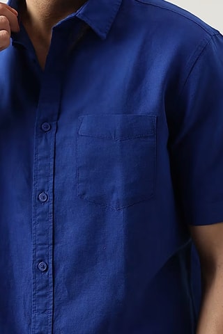 Camisa em linho - Azul-cobalto