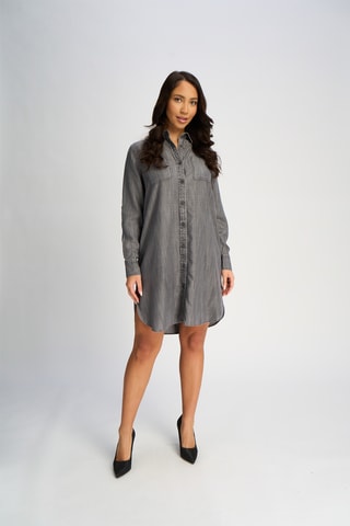 Vestido-camisa de ganga - Cinzento