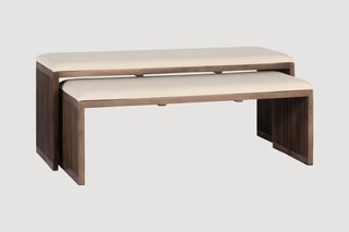 2 bancs en teck - 114 x 45 x 34/105 x 36 x 34 cm