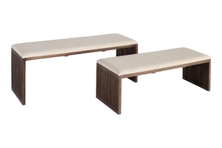 2 bancs en teck - 114 x 45 x 34/105 x 36 x 34 cm