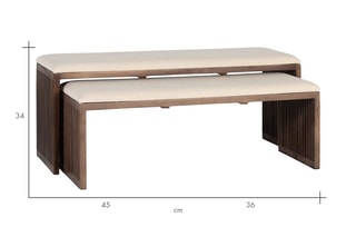 2 bancs en teck - 114 x 45 x 34/105 x 36 x 34 cm