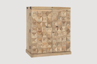 Meuble bar pliable 2 portes en manguier - 104 x 104 x 50 cm