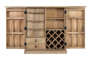 Meuble bar pliable 2 portes en manguier - 104 x 104 x 50 cm
