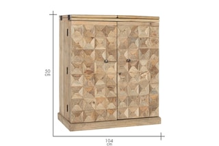 Meuble bar pliable 2 portes en manguier - 104 x 104 x 50 cm