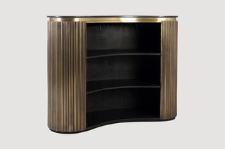 Meuble bar en manguier et marbre - 145 x 110 x 57 cm