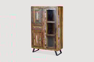 Meuble de rangement 3 portes - Naturel et blanc