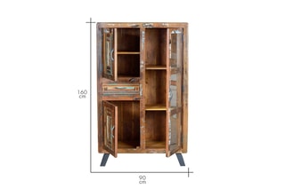Meuble de rangement 3 portes - Naturel et blanc