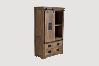 Meuble de rangement 1 porte - Naturel et noir