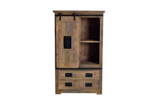 Meuble de rangement 1 porte - Naturel et noir