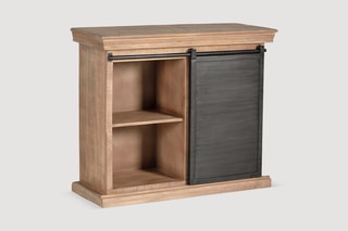 Meuble de rangement 1 porte - Naturel et noir