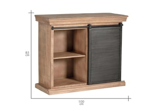 Meuble de rangement 1 porte - Naturel et noir