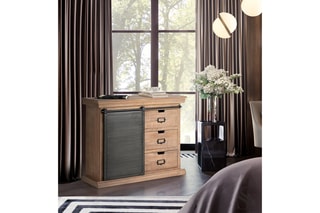 Meuble de rangement 1 porte - Naturel et noir