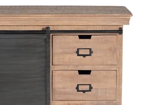 Meuble de rangement 1 porte - Naturel et noir