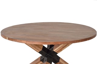 Table à manger ronde - Naturel et noir