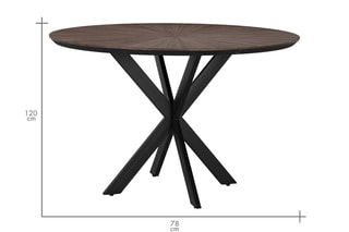 Table à manger en teck - 120 x 78 x 120 cm