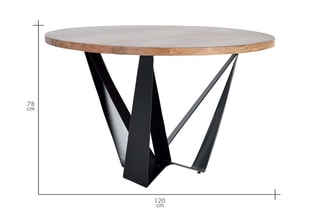 Table à manger ronde - Naturel et noir