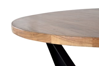 Table à manger ronde - Naturel et noir