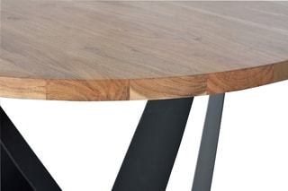 Table à manger ronde - Naturel et noir