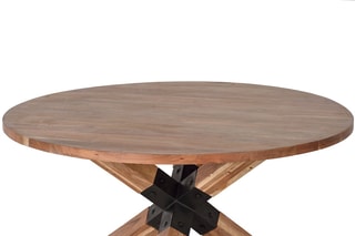 Table à manger ronde - Naturel et noir