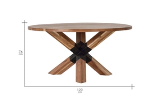 Table à manger ronde - Naturel et noir