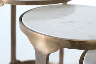 3 tables gigognes - Cuivré et blanc