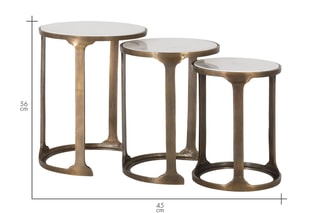 3 tables gigognes - Cuivré et blanc