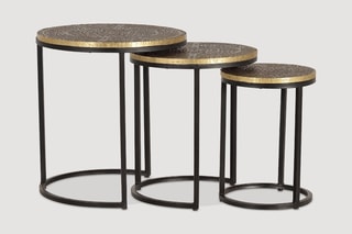 3 tables gigognes -  Doré et noir