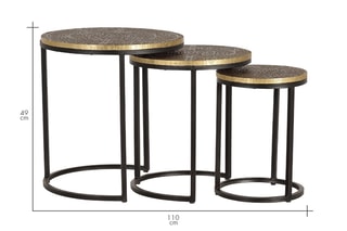 3 tables gigognes -  Doré et noir