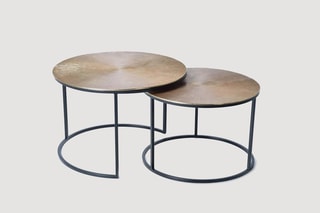 2 tables gigognes - Doré et noir
