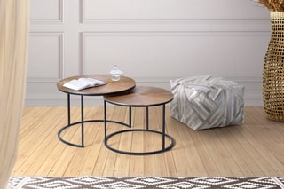 2 tables gigognes - Doré et noir