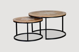 2 tables gigognes - Naturel et noir