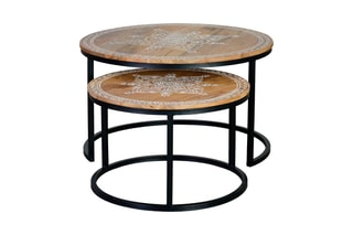 2 tables gigognes - Naturel et noir