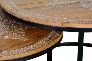 2 tables gigognes - Naturel et noir